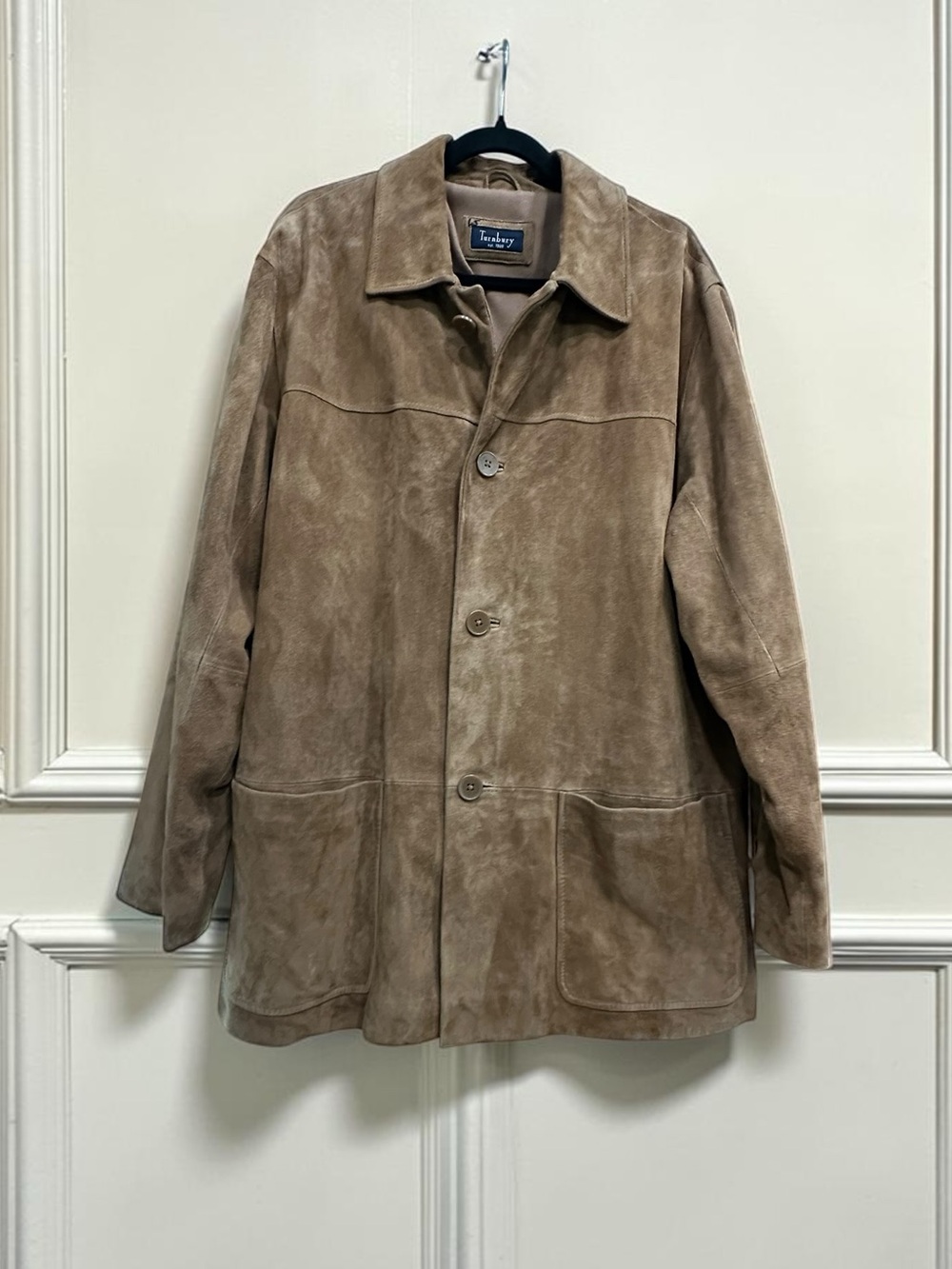 Turnbury Suede Goat Leather Coat. Carmel Brown. Heavy Weight. Size: Large